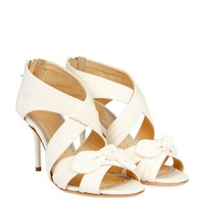 NIB CHARLOTTE OLYMPIA Patricia Ivory Silk Twill Bow Open Toe Bridal Heels sz 40